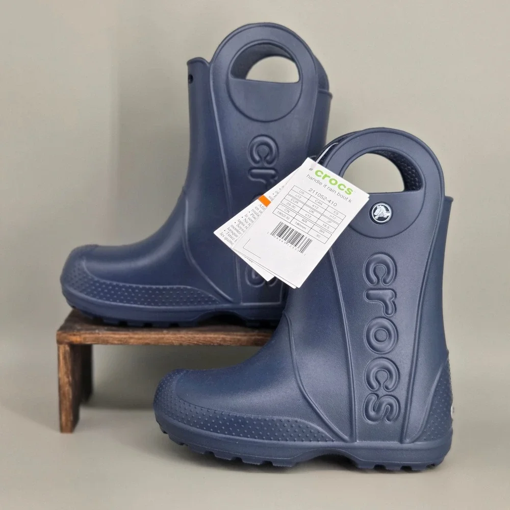 Crocs Handle It Rain Boot Kids Size C12 Navy Blue Waterproof Pull On Lightweight